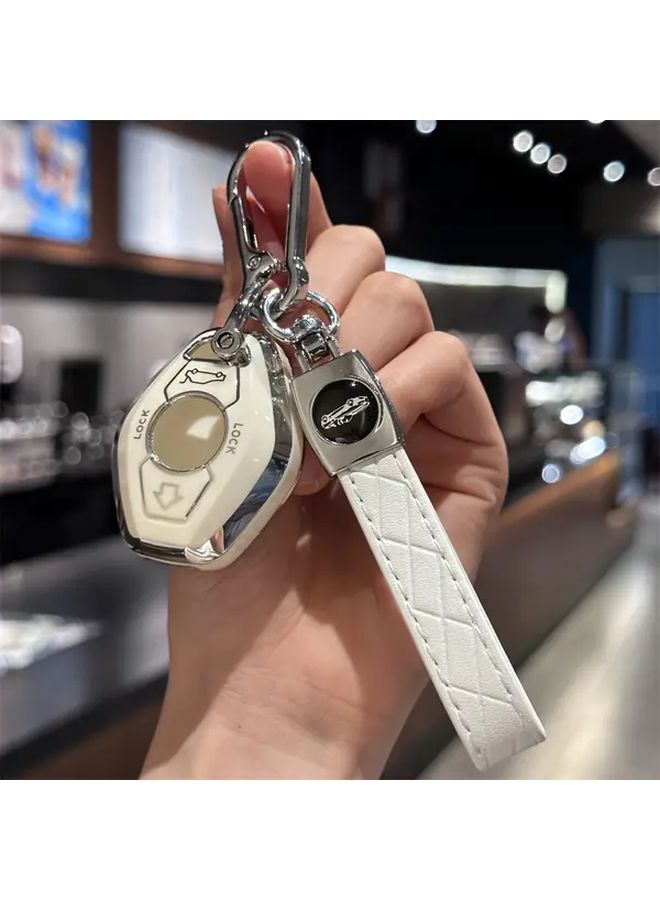 حافظة بيضاء واقية مع سلسلة مفاتيح لجهاز فتح الأبواب عن بعد بدون مفتاح لسيارات BMW السلسلة 3 و5 و7 وX3 وX5 - Image 2